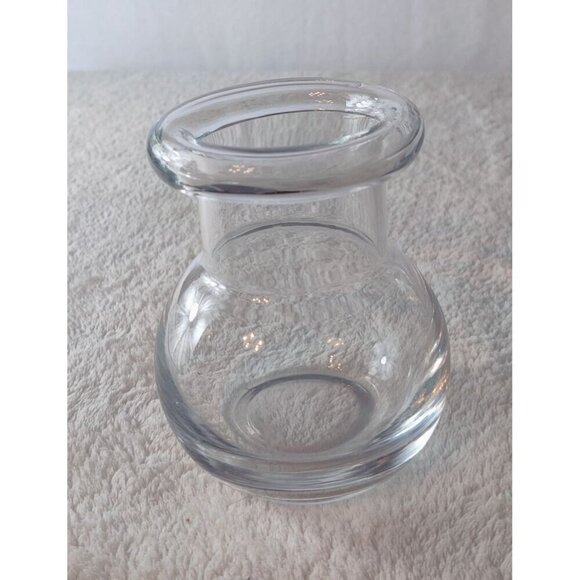 Clear Glass Bud Vase Apothecary Jar Round Height 4.75" Hand Blown Italy VTG 1960 - Picture 5 of 12